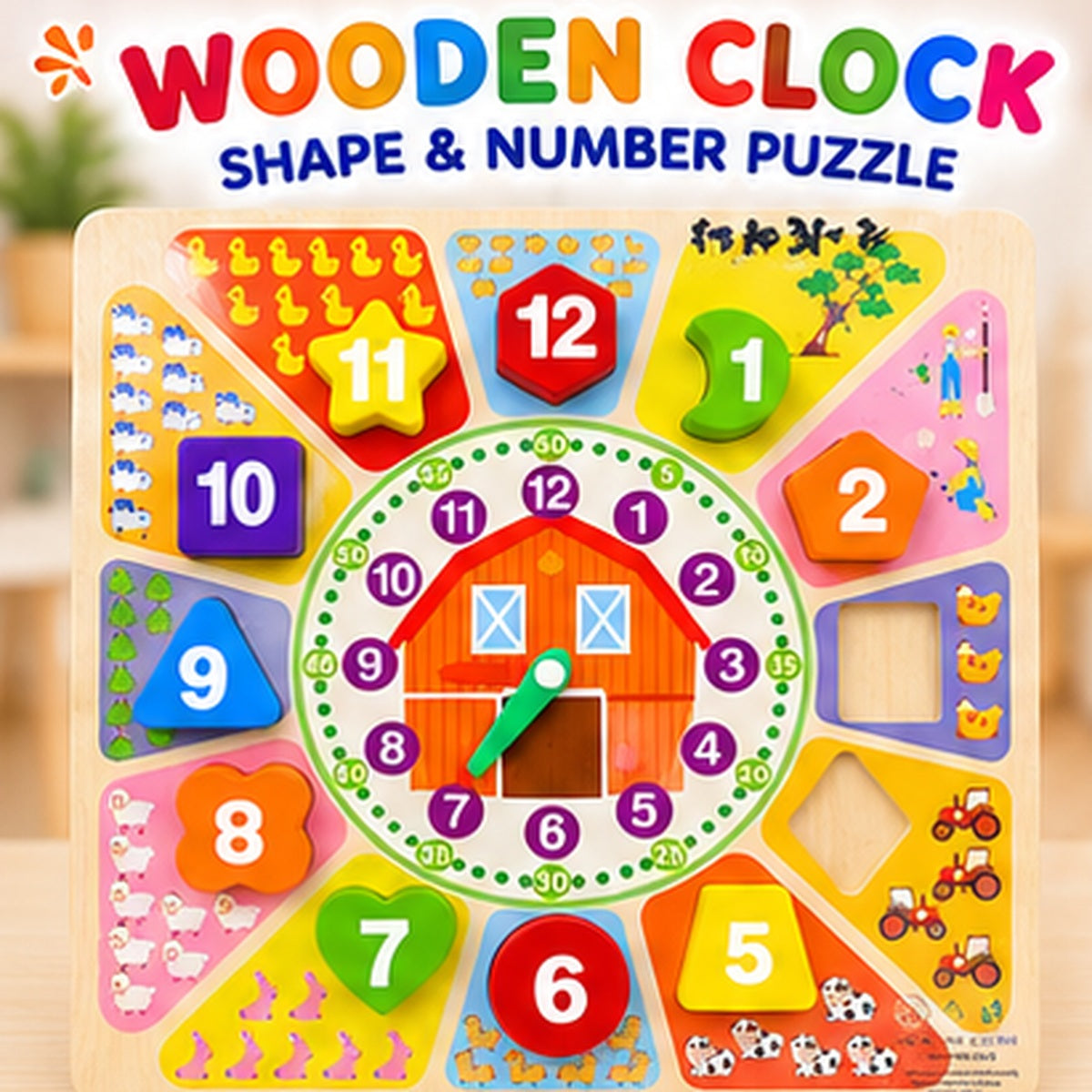 Wooden Number Puzzle Clock for Kids