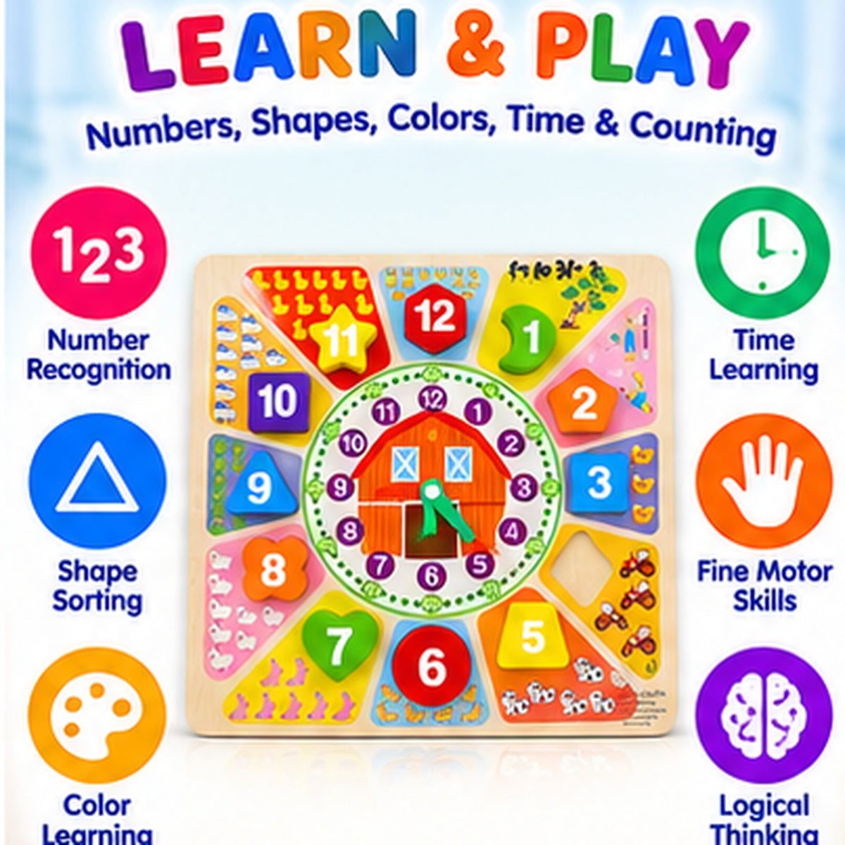 Wooden Number Puzzle Clock for Kids