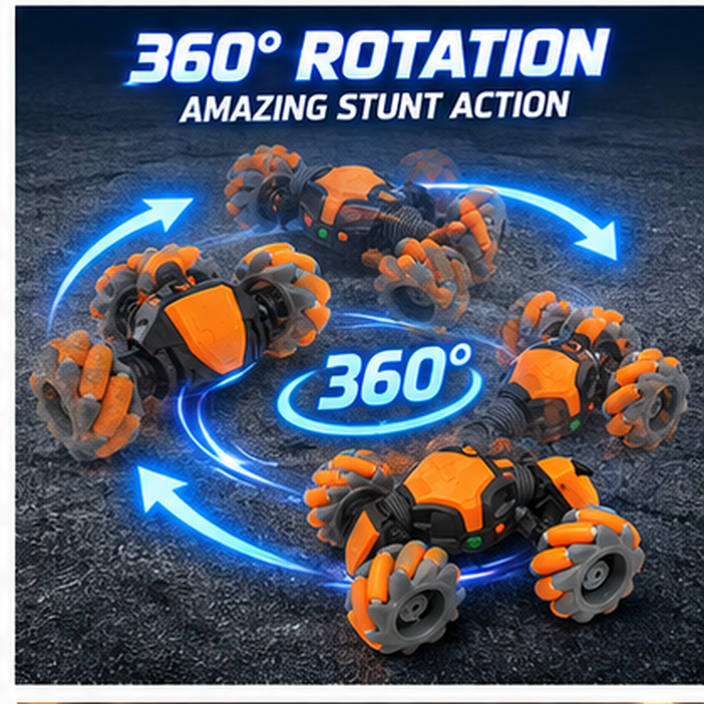 RC Transforming Stunt Car with 360° Rotating Wheels