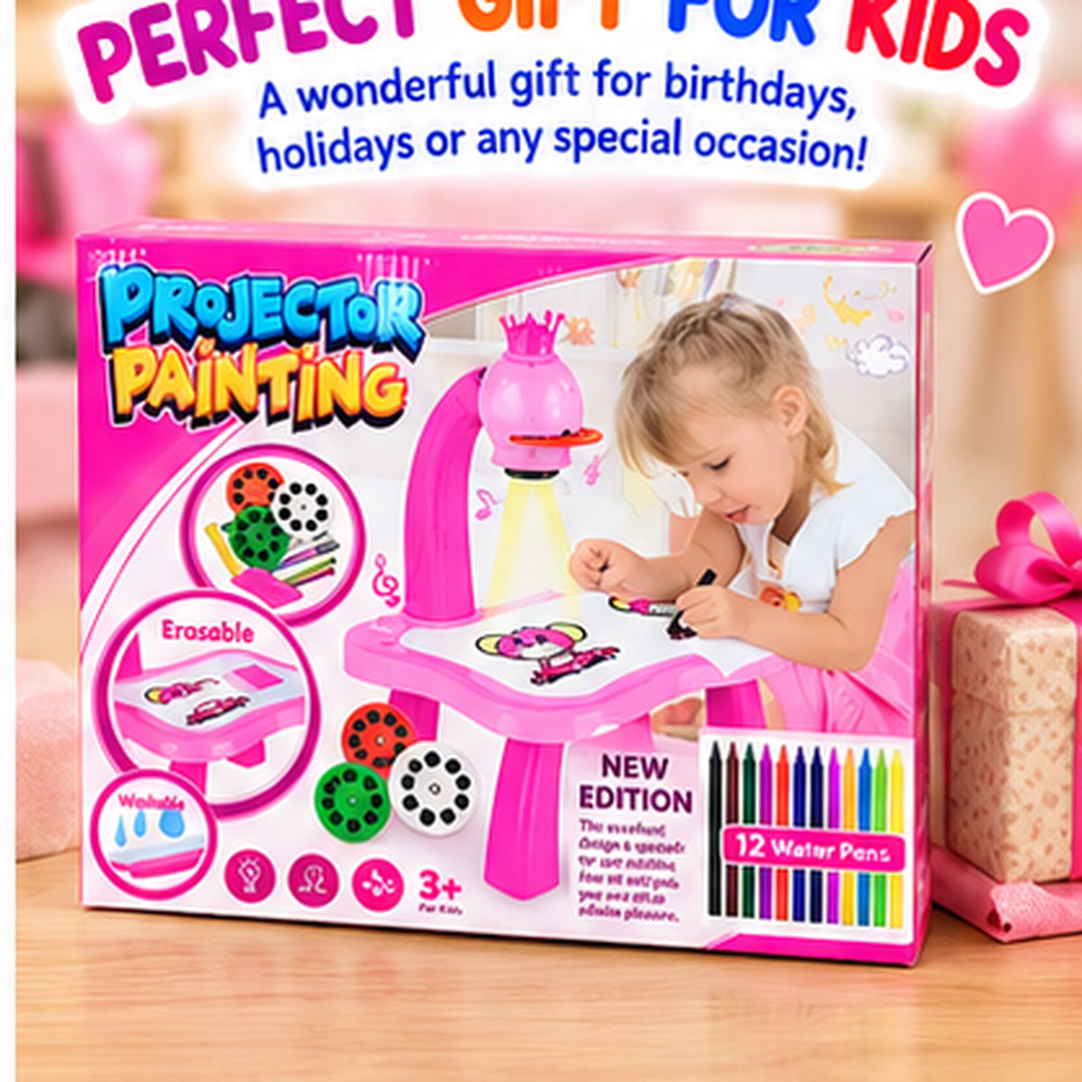Kids Projector Painting Set with 12 Watercolour Pens