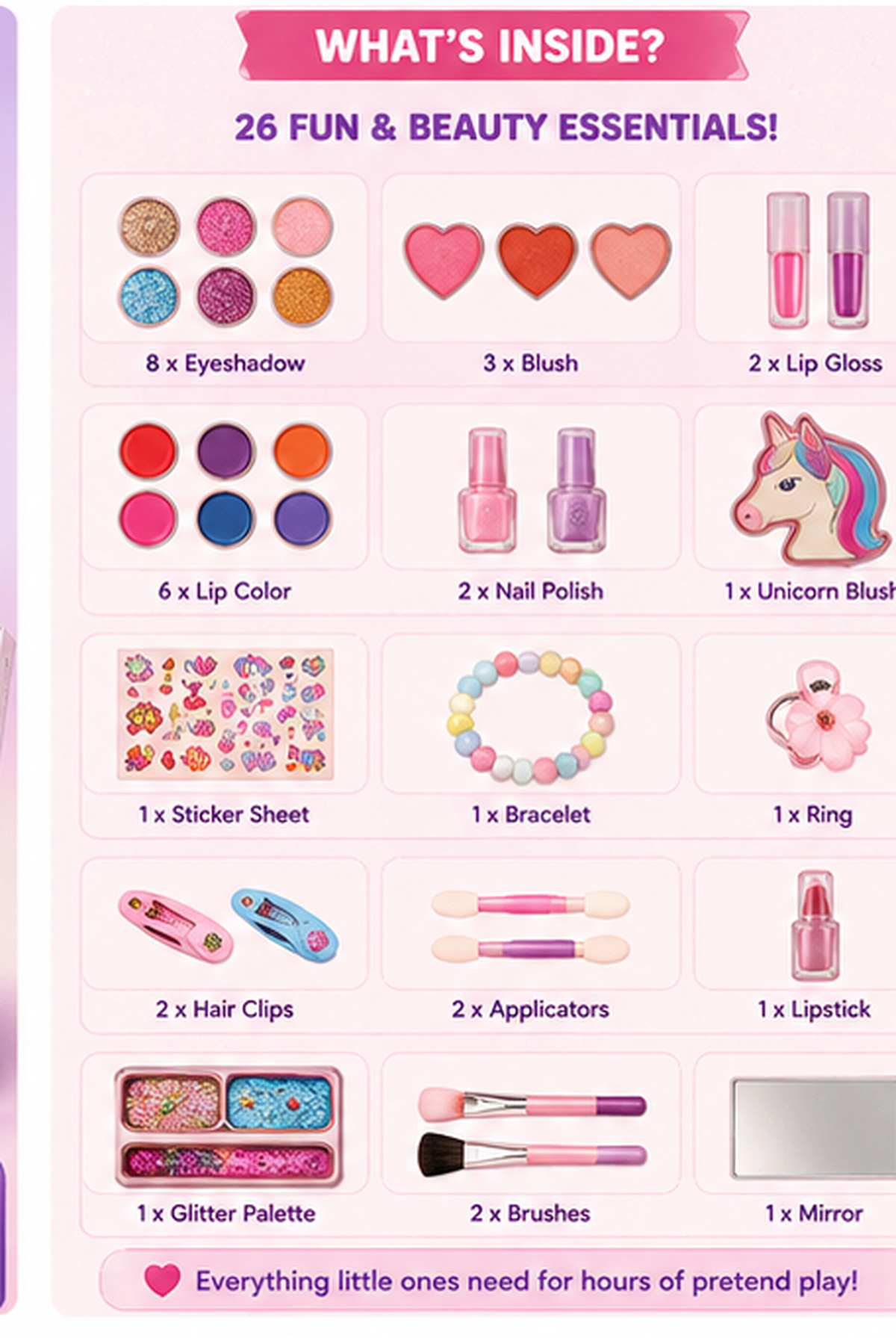 26-in-1 Kids Makeup Pretend Play Kit