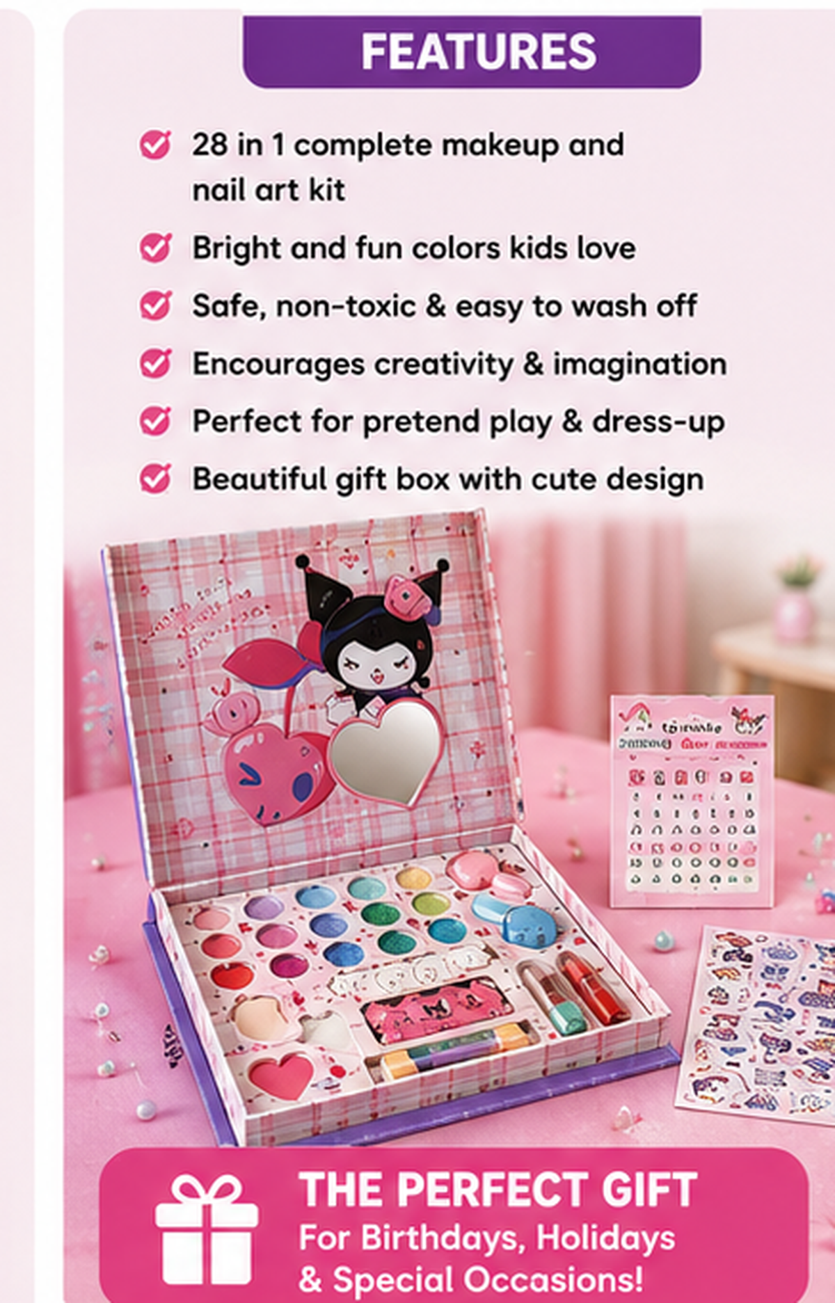 28-in-1 Kids Makeup Pretend Play Kit