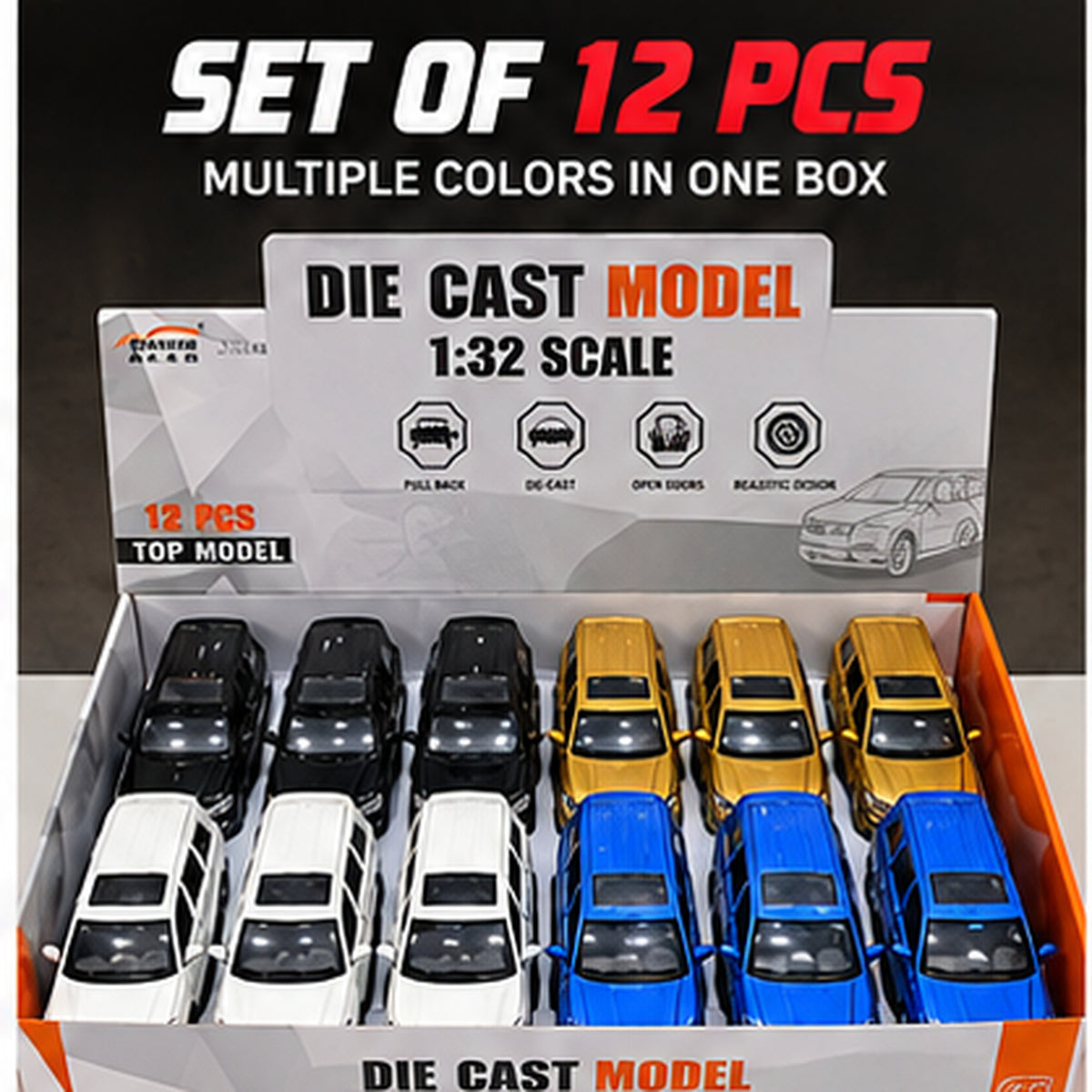 12pcs Miniature 1:32 Die-Cast Model Van Set