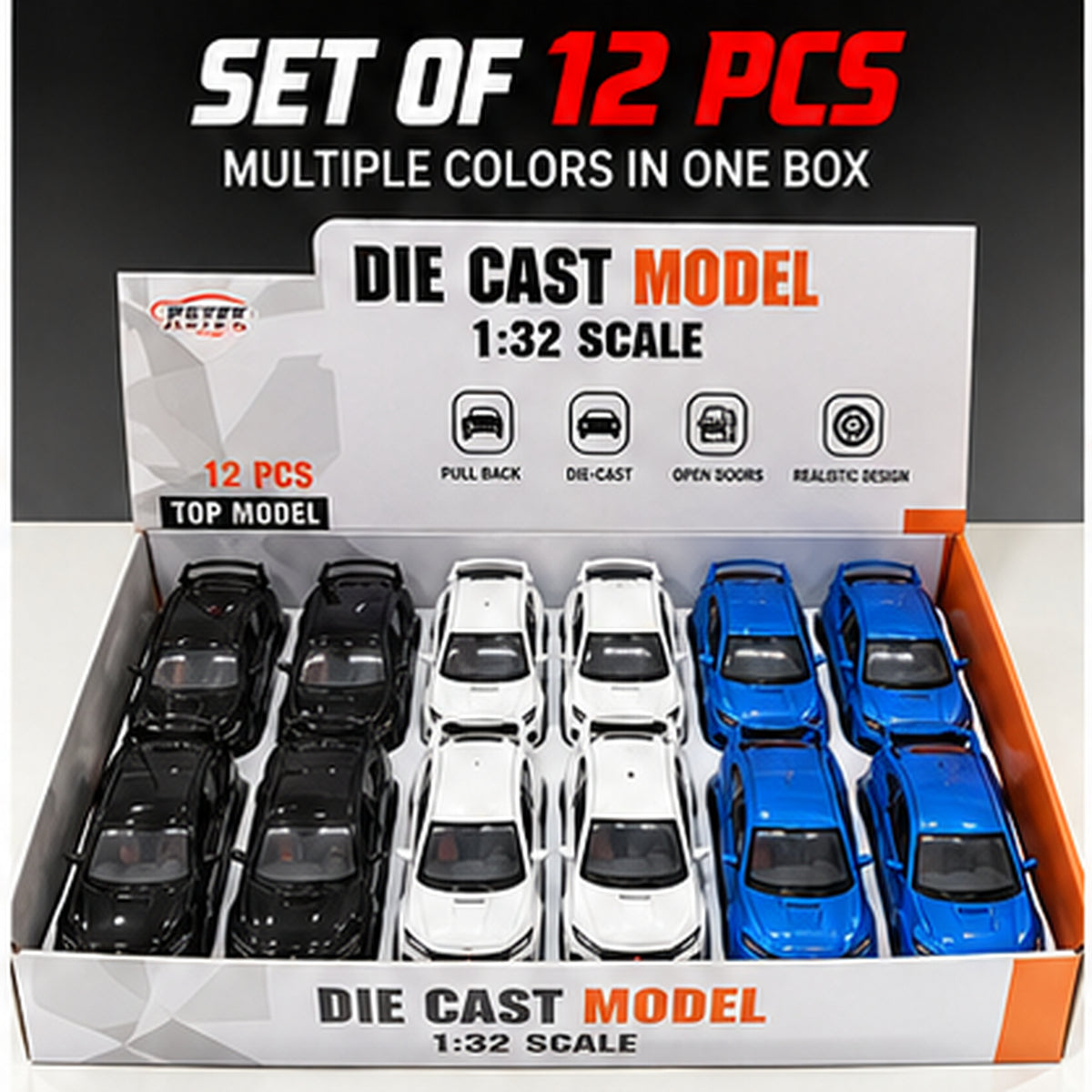 12pcs Miniature 1:32 Die-Cast Model Car Set