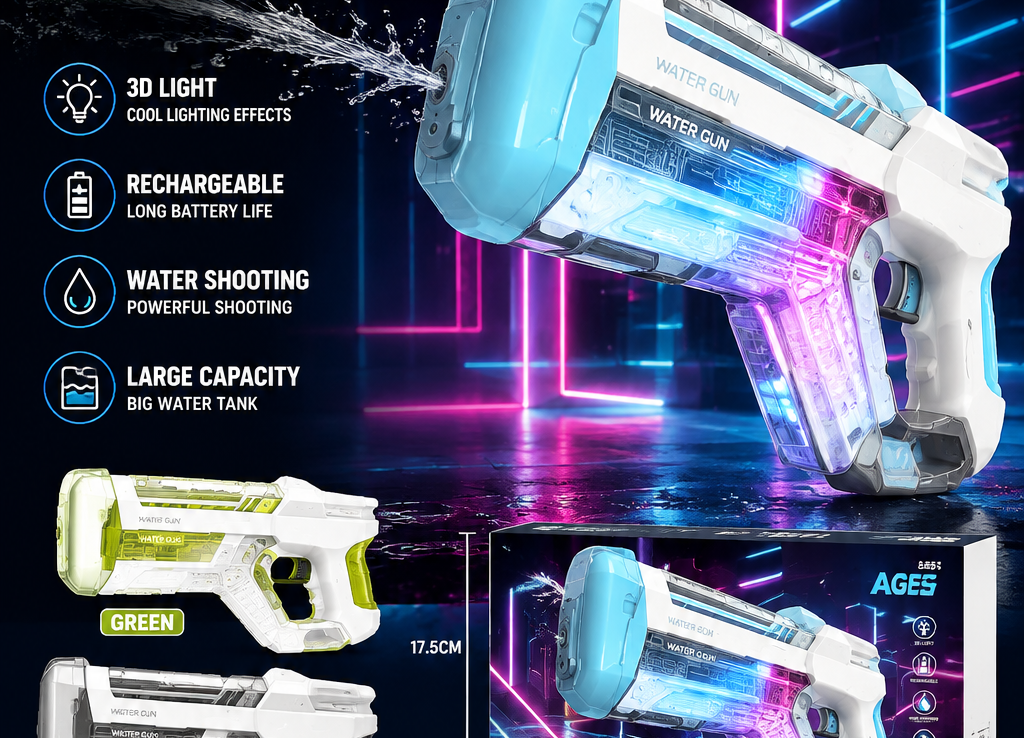 3D Light Rechargeable Electric Water Blaster Toy
