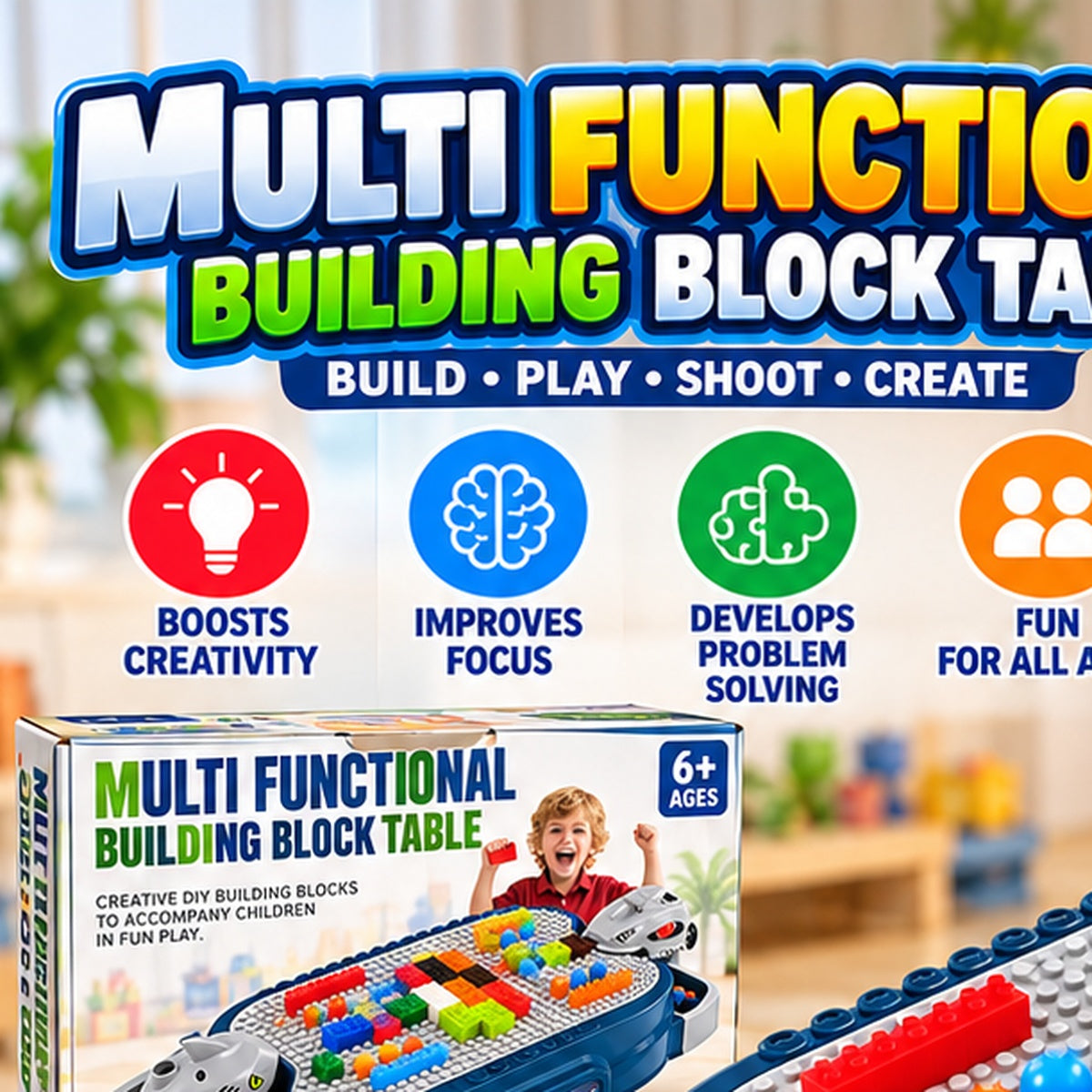 2-in-1 Multifunctional Building Block Table & Battle Game
