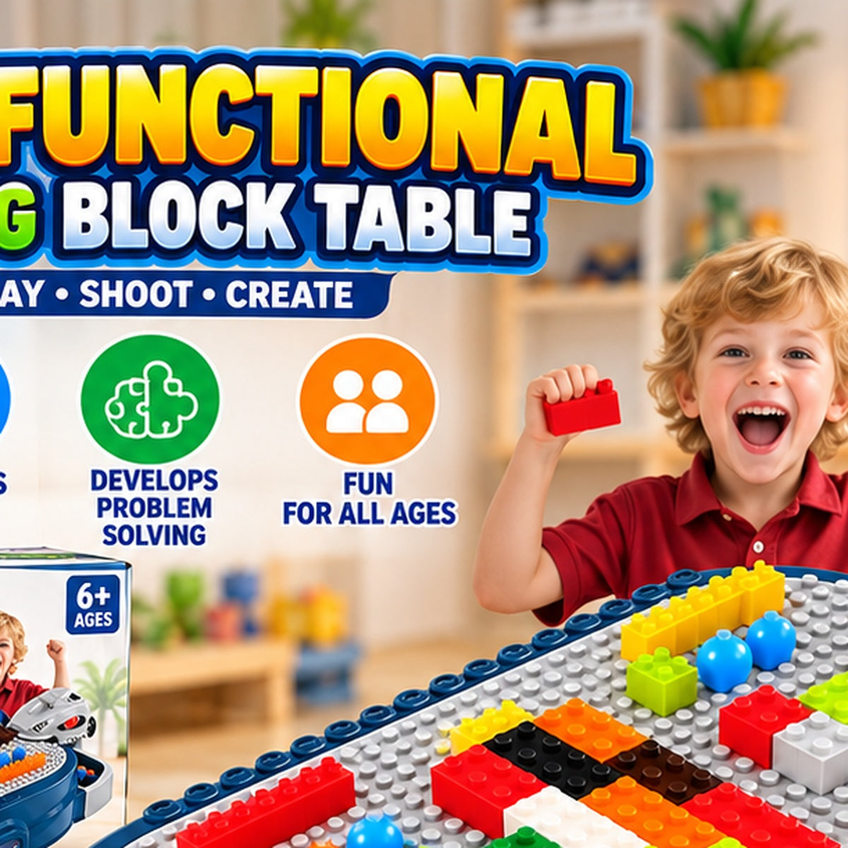 2-in-1 Multifunctional Building Block Table & Battle Game
