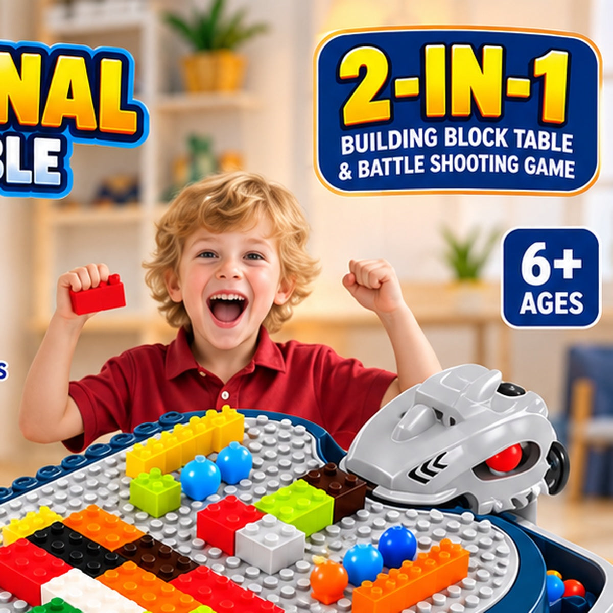 2-in-1 Multifunctional Building Block Table & Battle Game