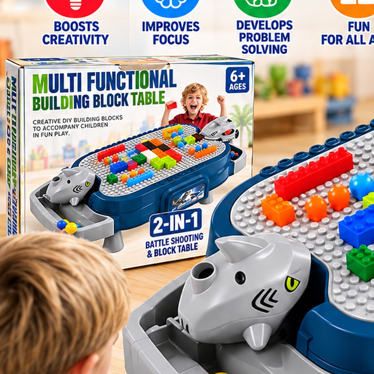 2-in-1 Multifunctional Building Block Table & Battle Game