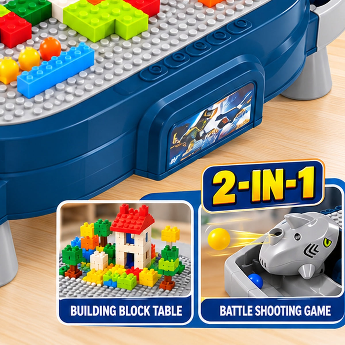 2-in-1 Multifunctional Building Block Table & Battle Game