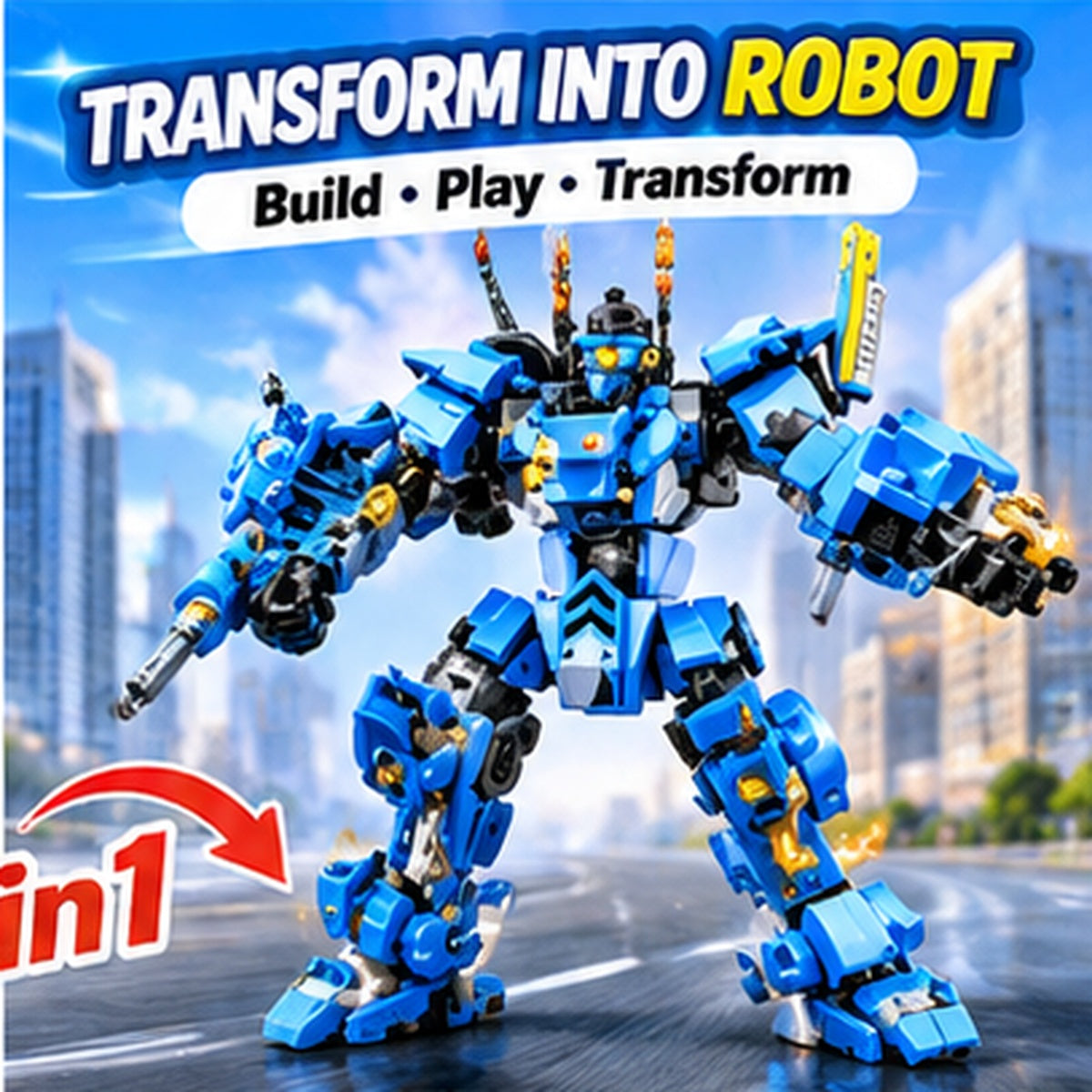 Robot Transforming Building Blocks Set – 355+ Pieces
