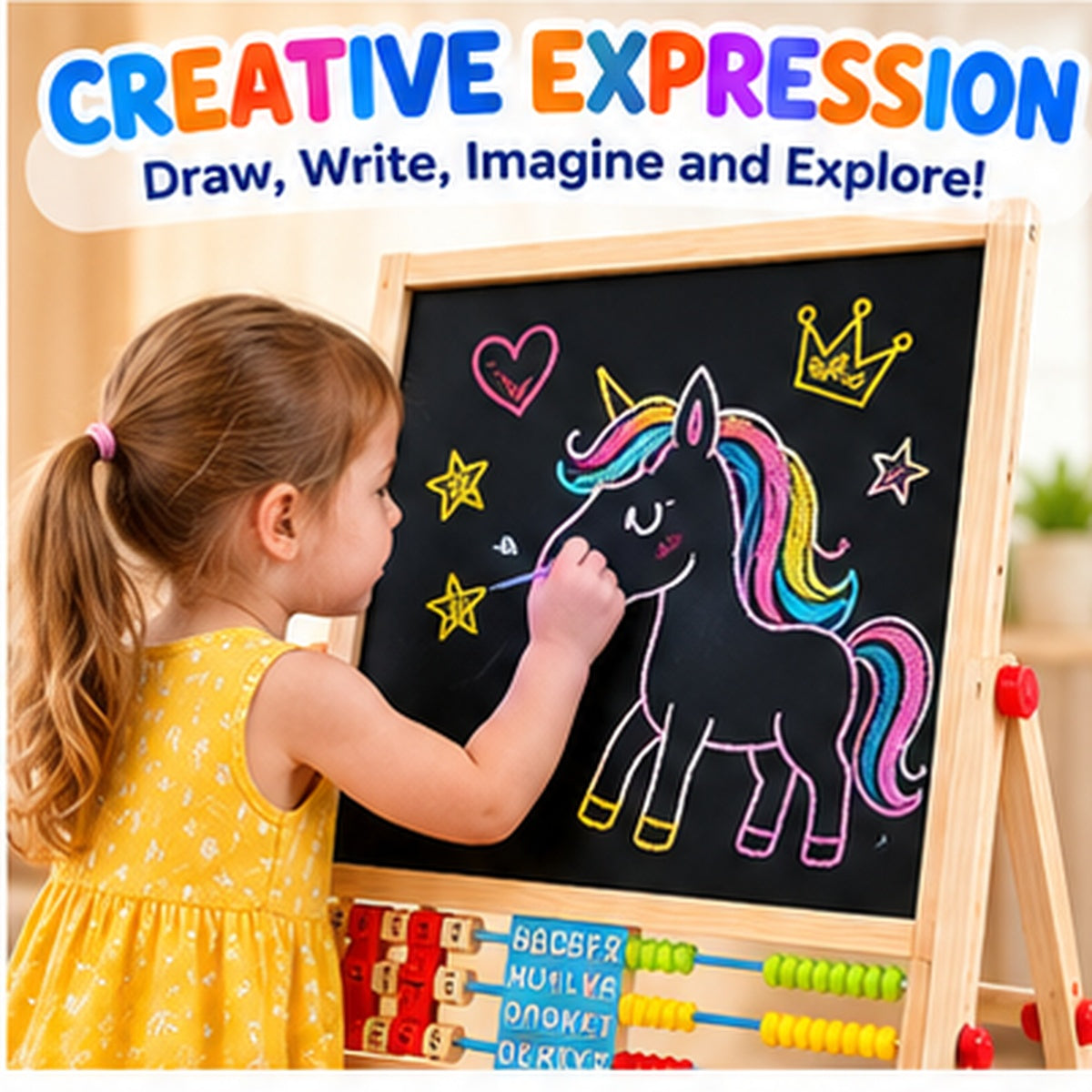 3-in-1 Folding Drawing Board & Educational Activity Easel