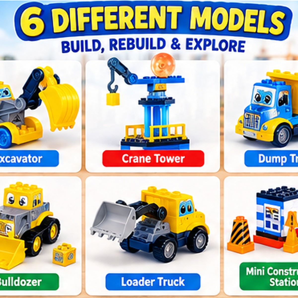 6-in-1 Construction Toy Building Blocks Set