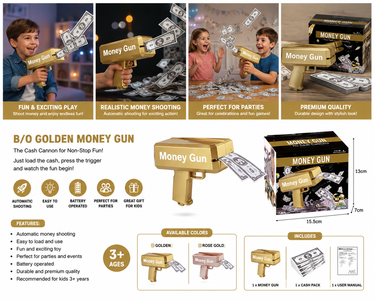 Golden Money Gun Toy