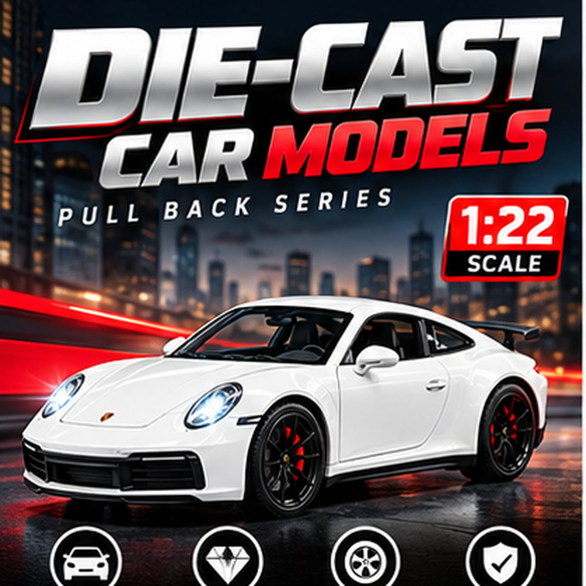 1:22 Die-Cast Sports Car Model