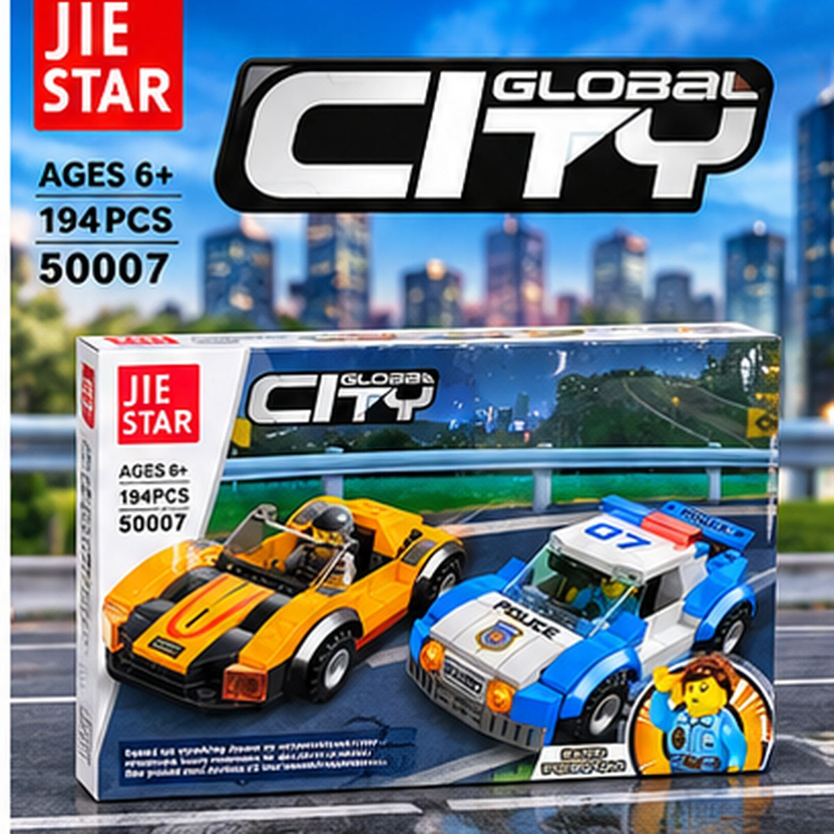 City & Police Car Building Blocks Set