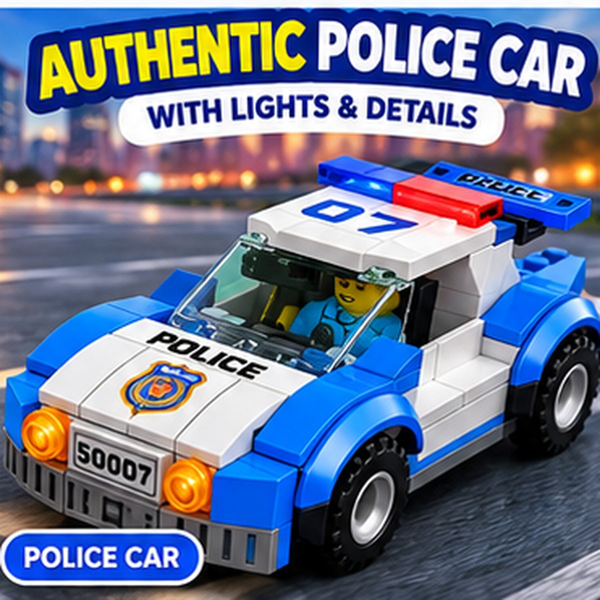 City & Police Car Building Blocks Set