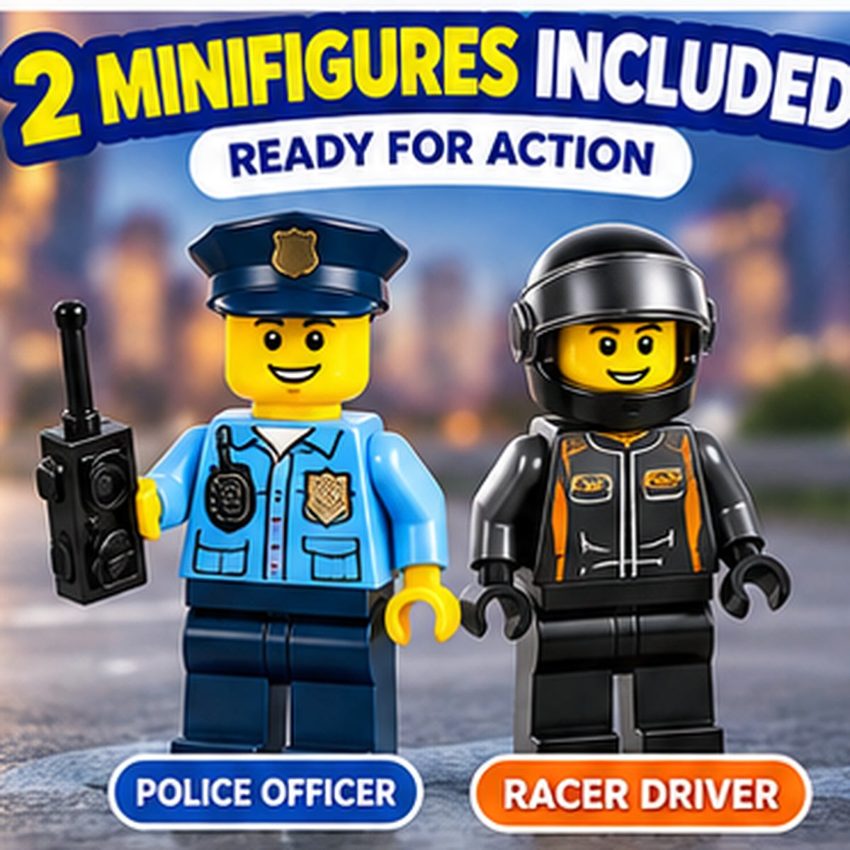 City & Police Car Building Blocks Set