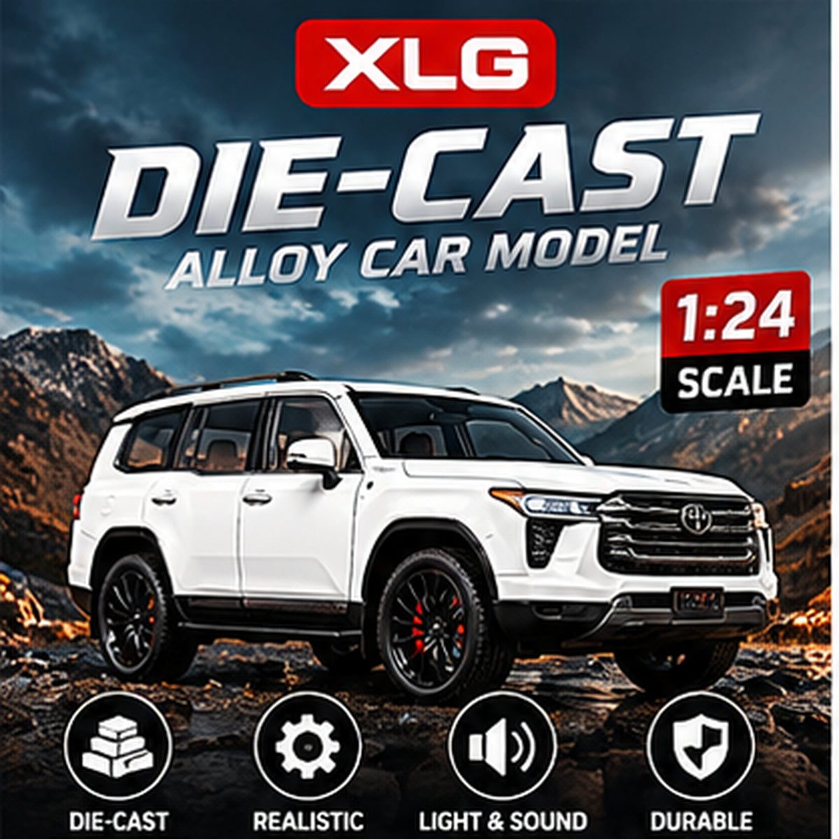 1:24 Die-Cast SUV Model Car with Lights & Sound
