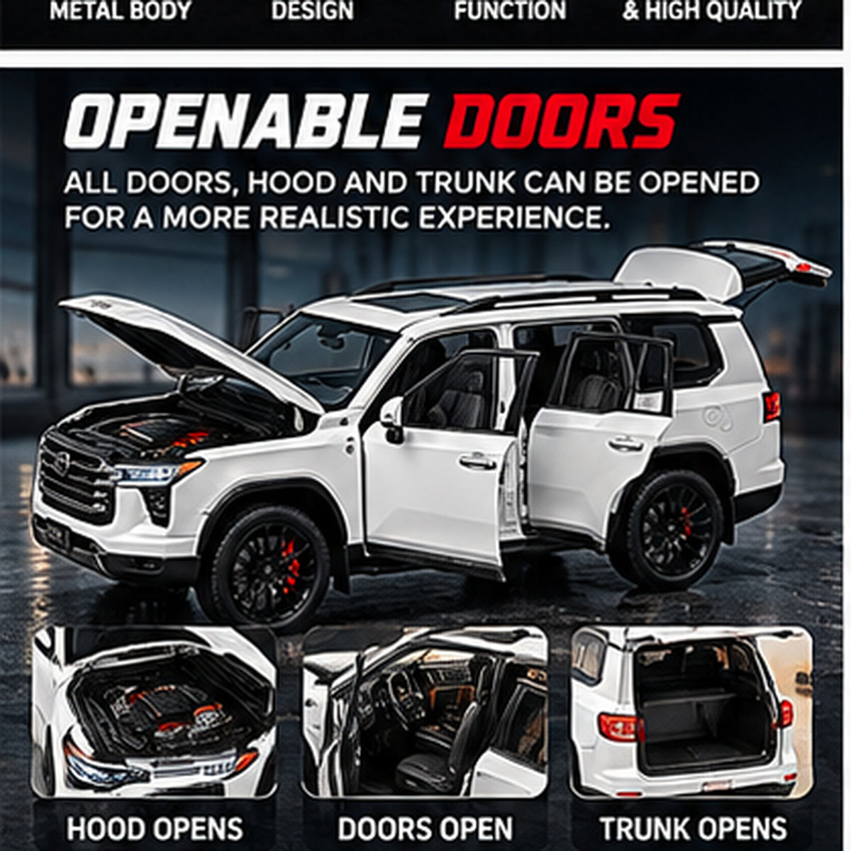 1:24 Die-Cast SUV Model Car with Lights & Sound