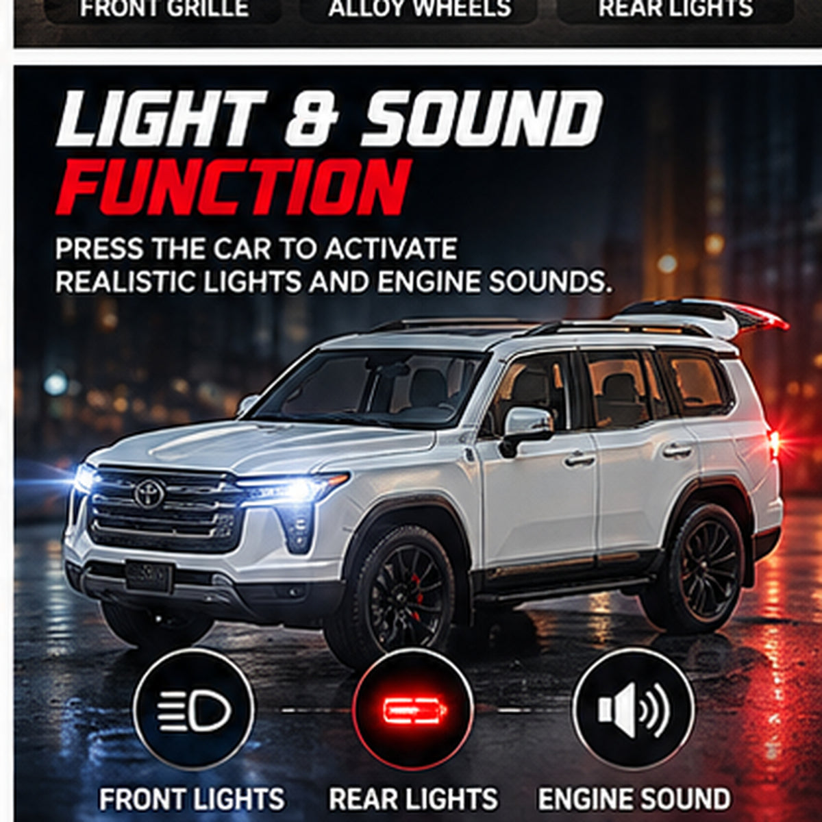 1:24 Die-Cast SUV Model Car with Lights & Sound