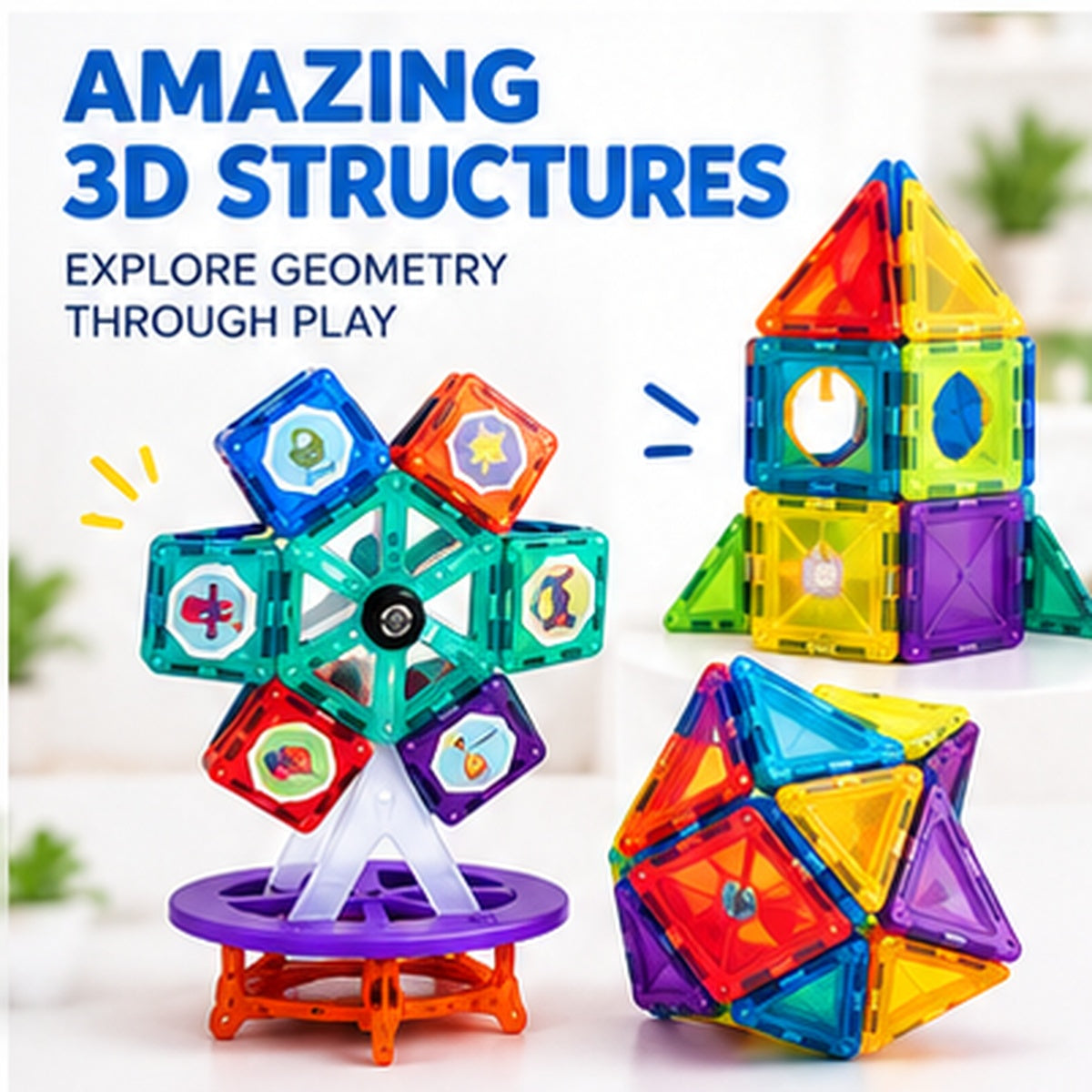 Magnetic Building Blocks Set – 155 Pieces