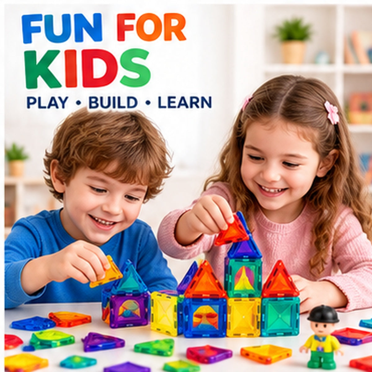 Magnetic Building Blocks Set – 155 Pieces