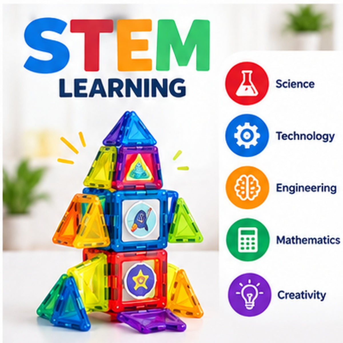Magnetic Building Blocks Set – 155 Pieces