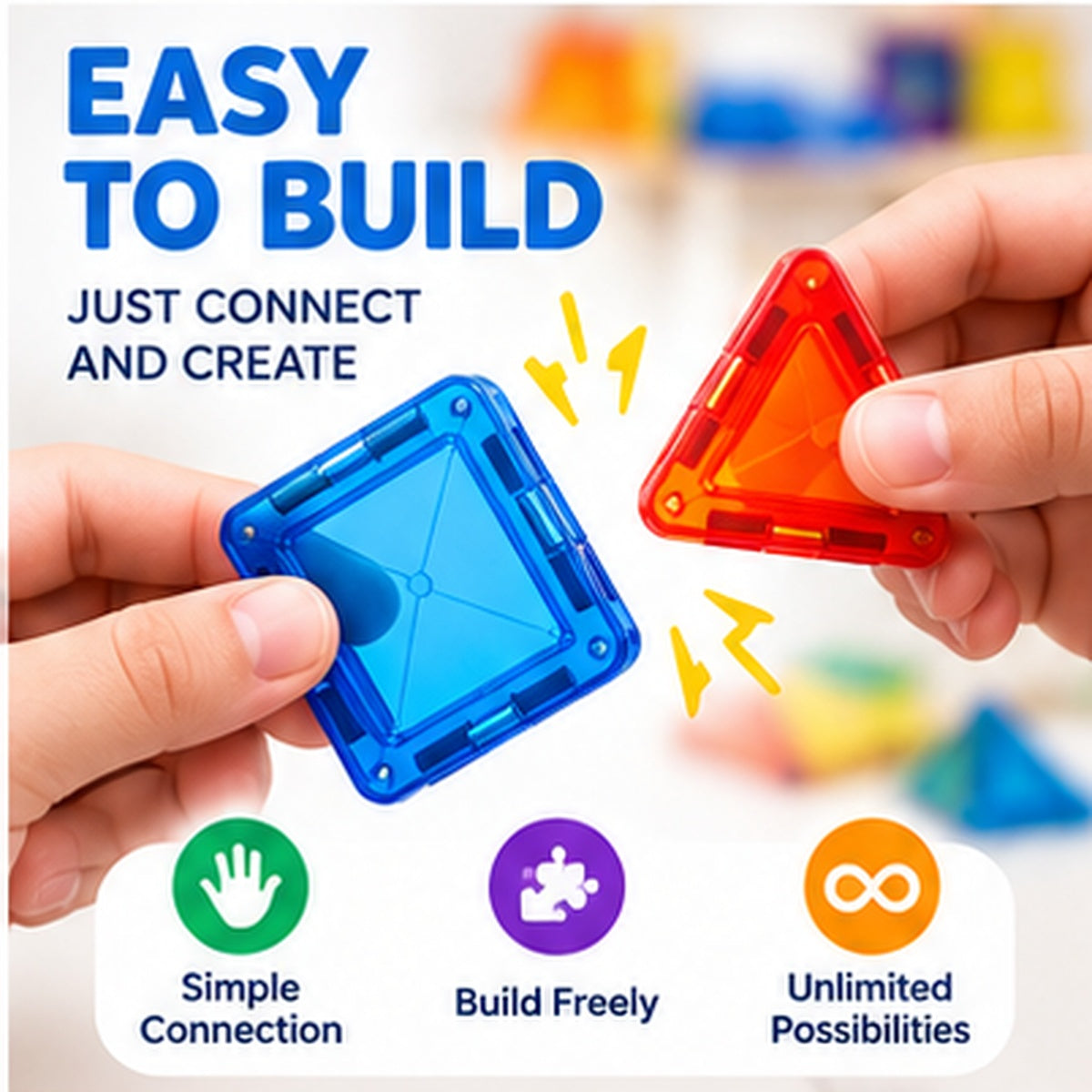 Magnetic Building Blocks Set – 155 Pieces