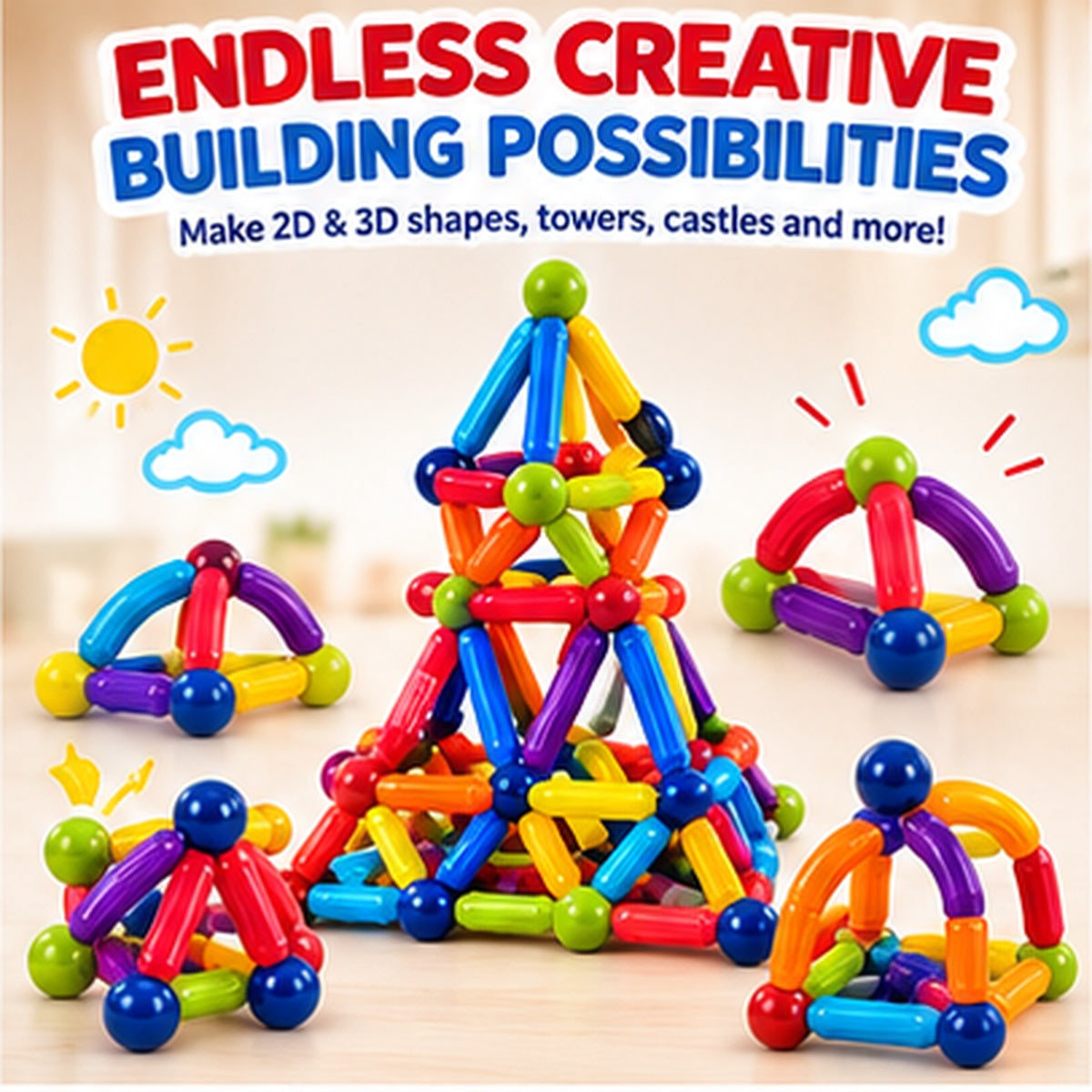 Magnetic Sticks Building Set – 138-Piece