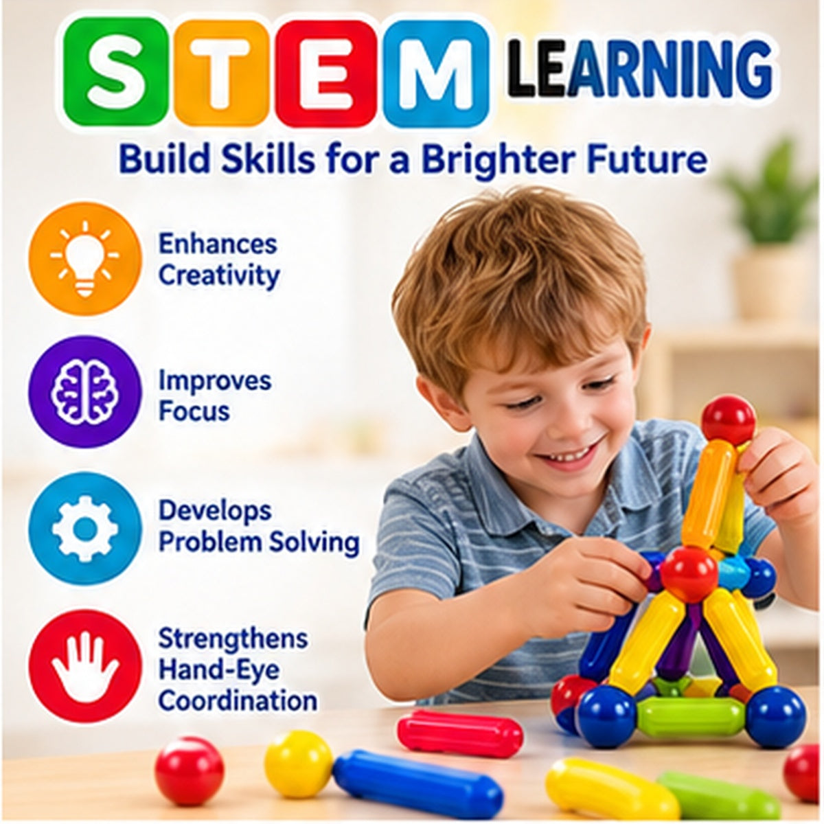 Magnetic Sticks Building Set – 138-Piece
