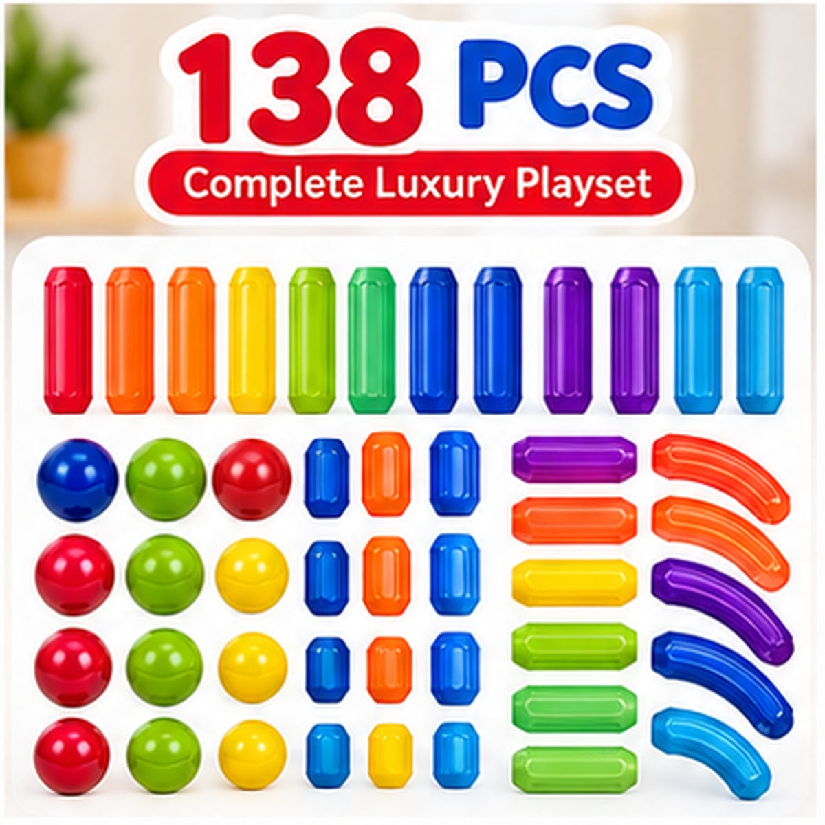 Magnetic Sticks Building Set – 138-Piece