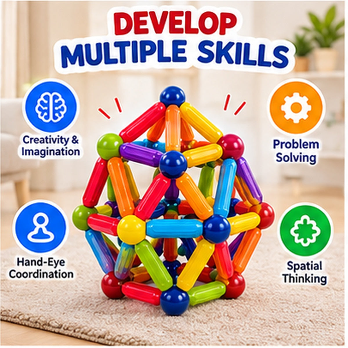 Magnetic Sticks Building Set – 138-Piece