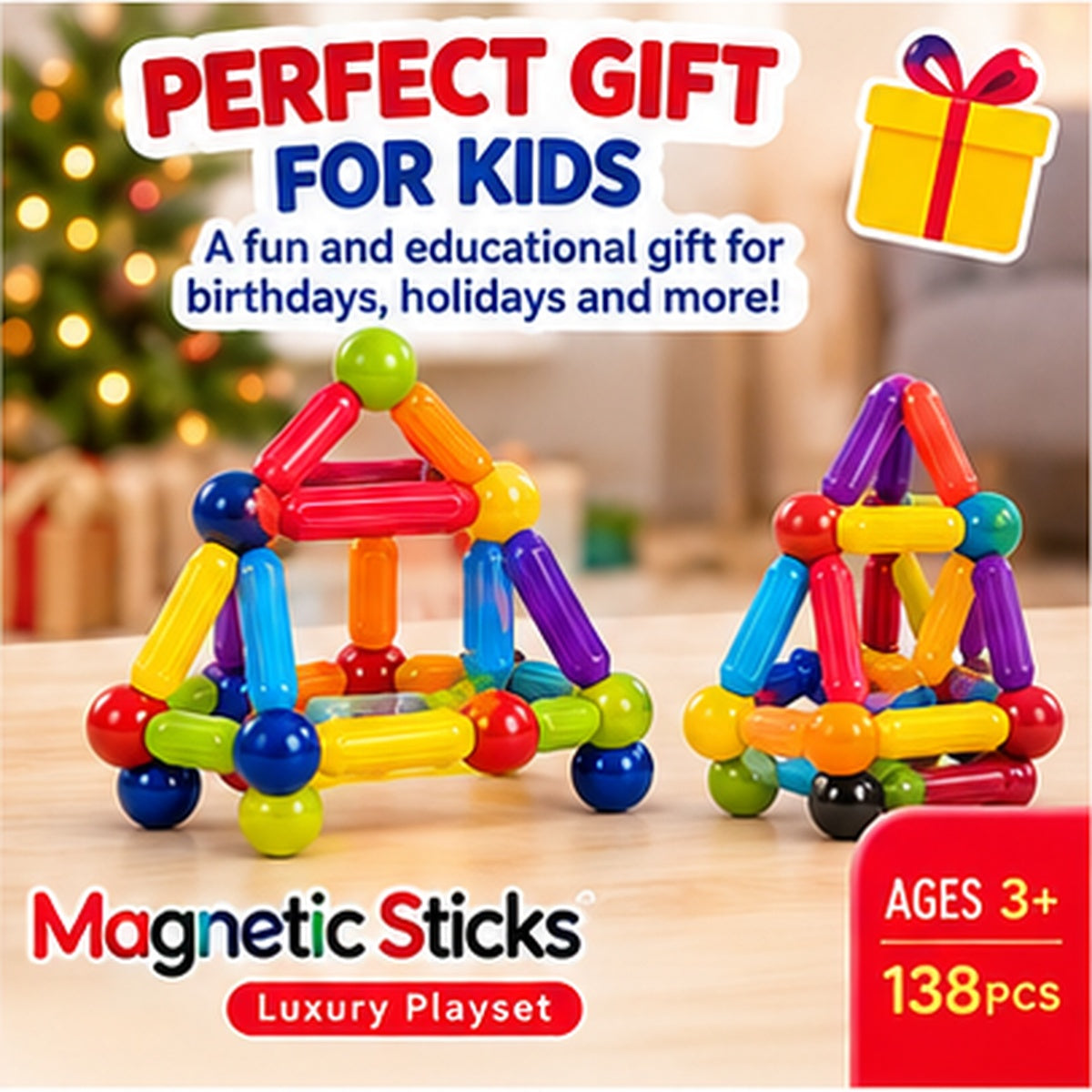 Magnetic Sticks Building Set – 138-Piece