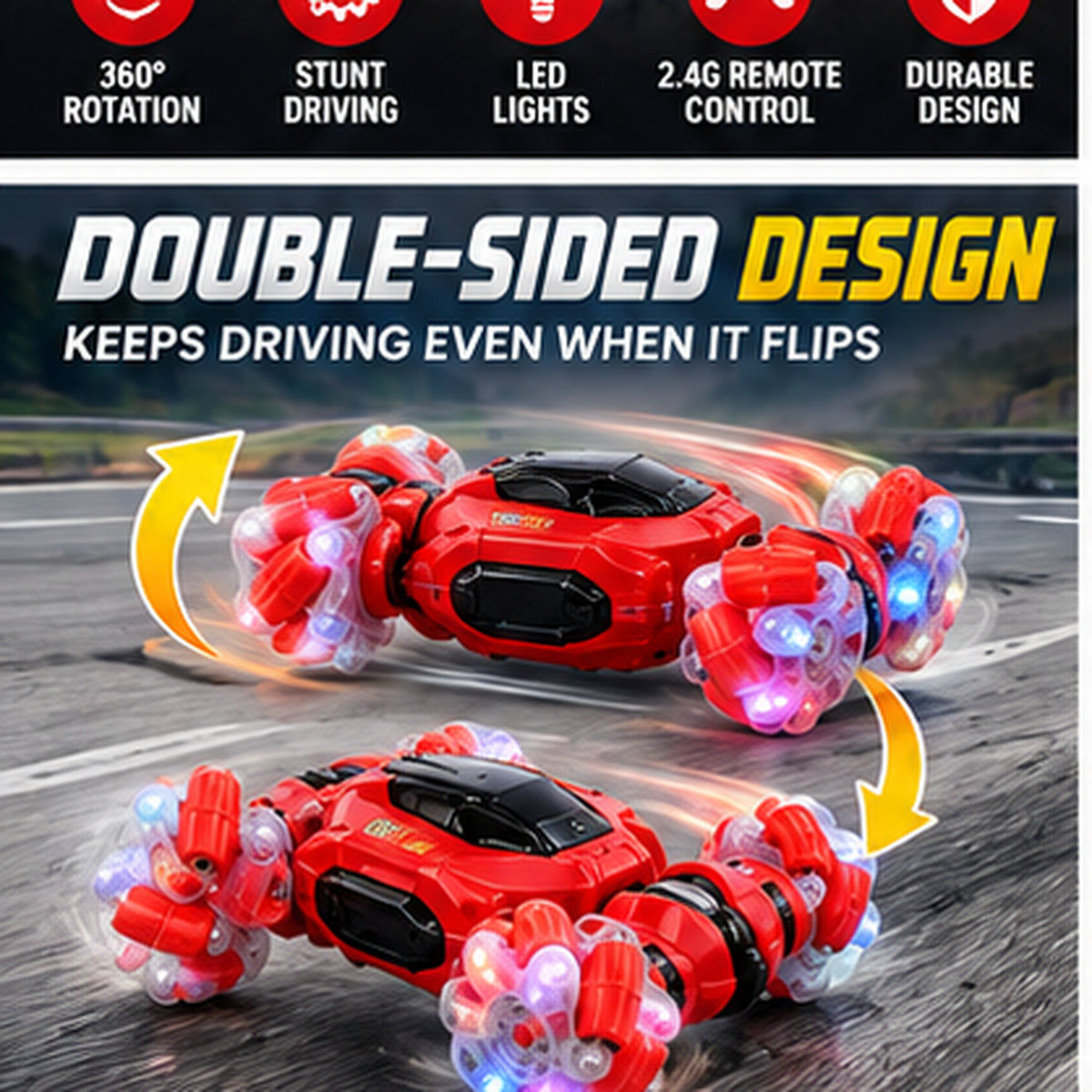 RC 2.4GHz Double-Sided 360° Stunt Car