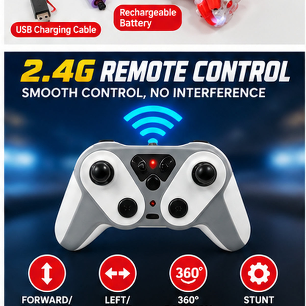 RC 2.4GHz Double-Sided 360° Stunt Car