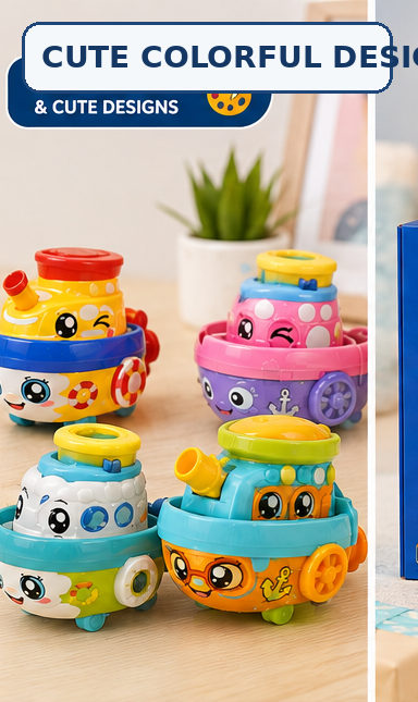 12-Piece Cute Boat Pull-Back Toy Set
