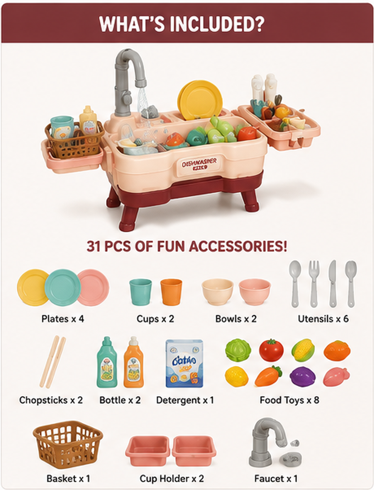 31-Piece Dishwasher Play Set
