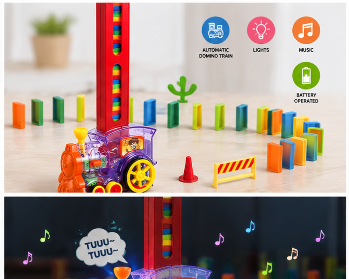 Automatic Domino Train Set for Kids