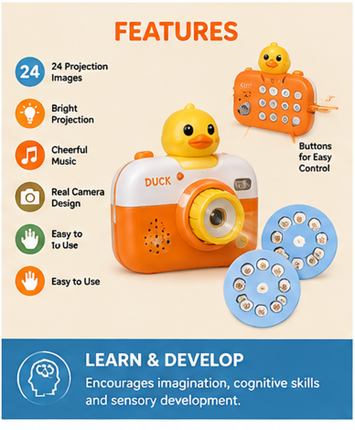 Duck Projector Camera for Kids