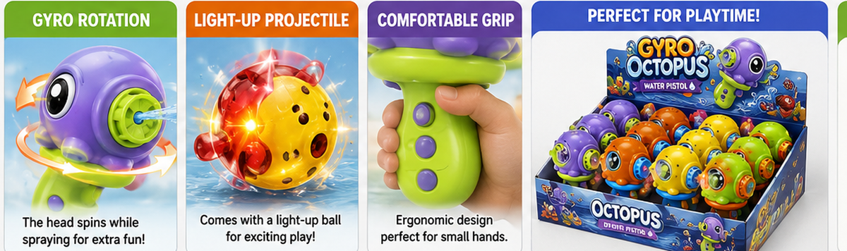 12-Piece Gyro Octopus Water Pistol Set