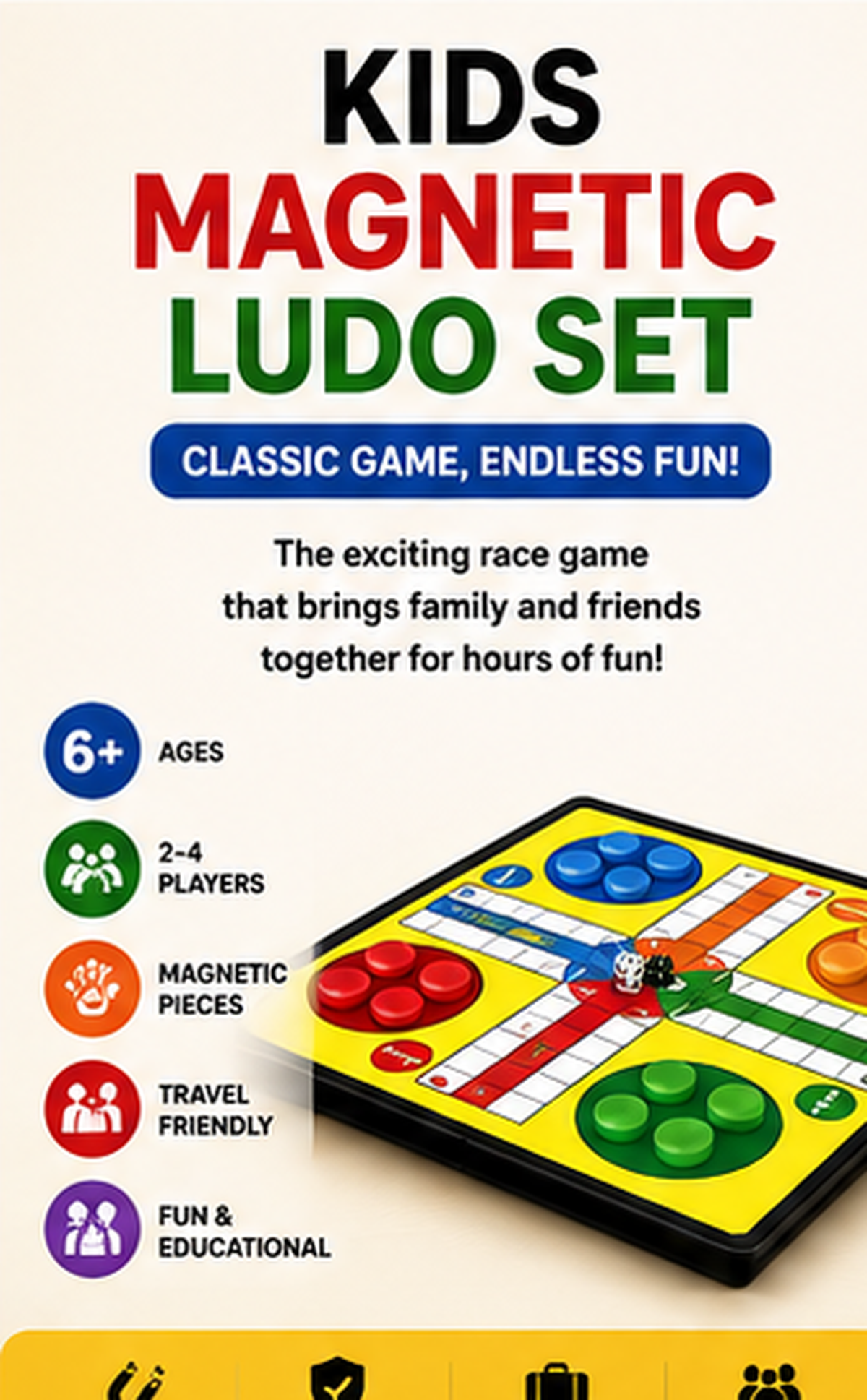 Kids Magnetic Ludo Board Game Set