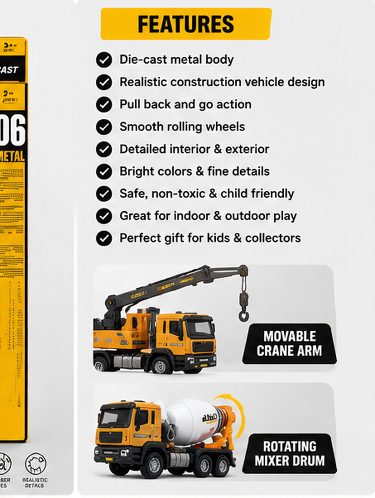 6-Piece Die-Cast Construction Vehicle Set