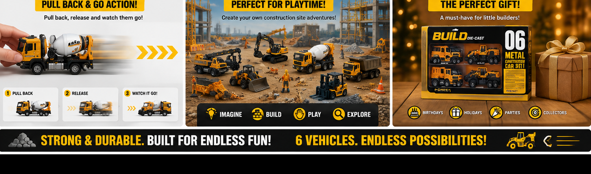 6-Piece Die-Cast Construction Vehicle Set