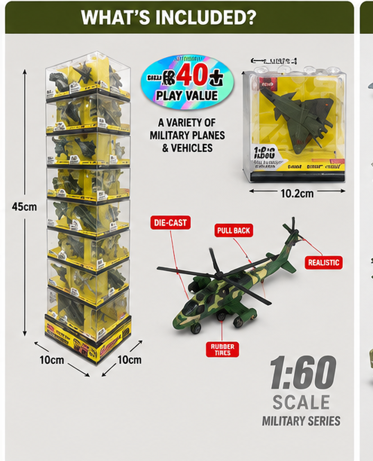 1:60 Military Pull-Back Vehicle Set