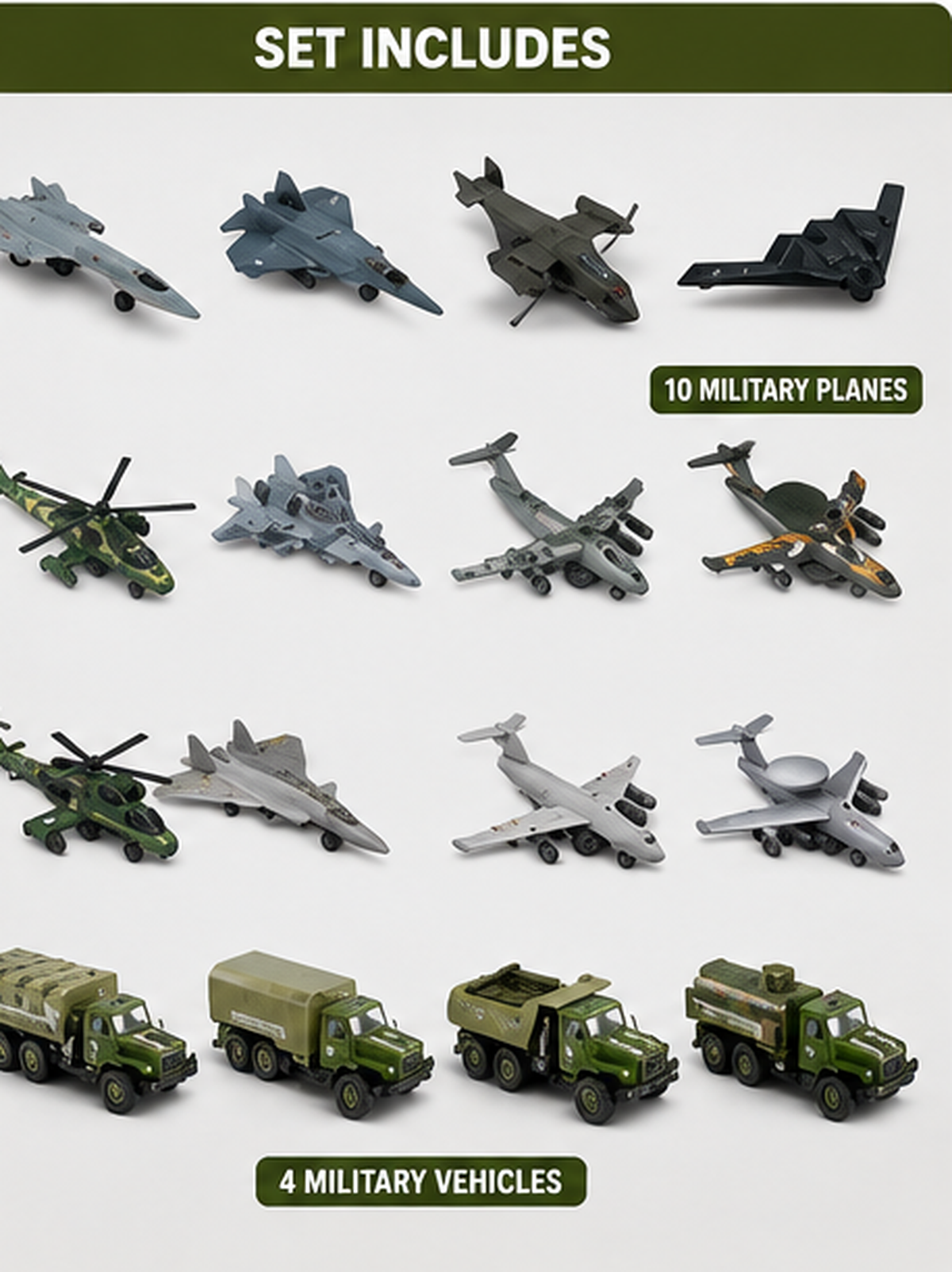 1:60 Military Pull-Back Vehicle Set
