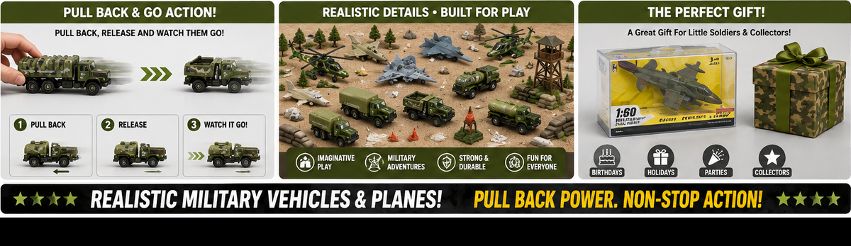 1:60 Military Pull-Back Vehicle Set