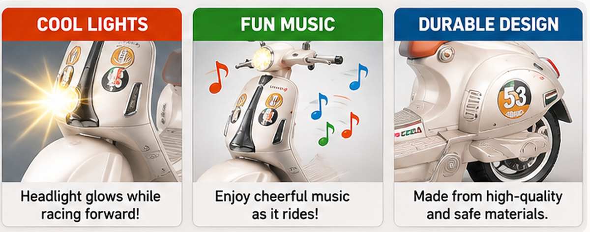 Pull-Back Scooter Toy with Lights & Music