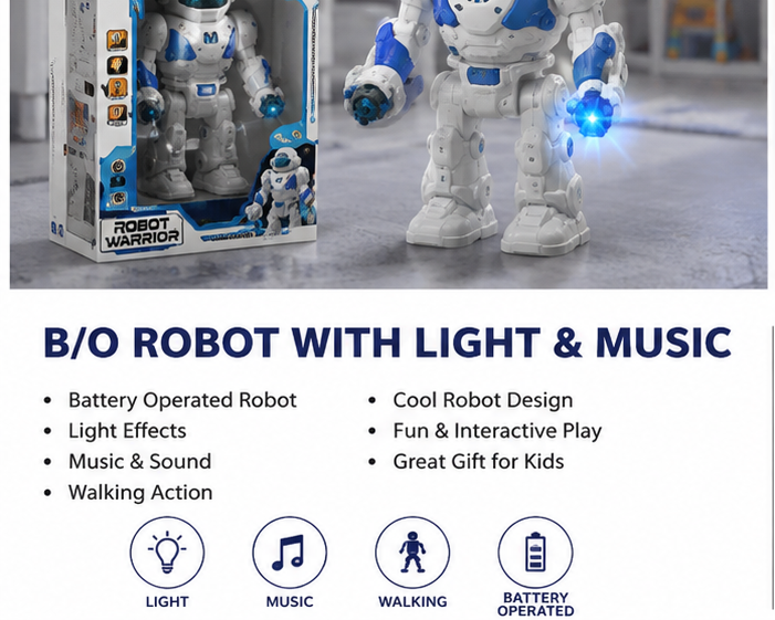 Interactive Robot Warrior Toy with Lights & Music