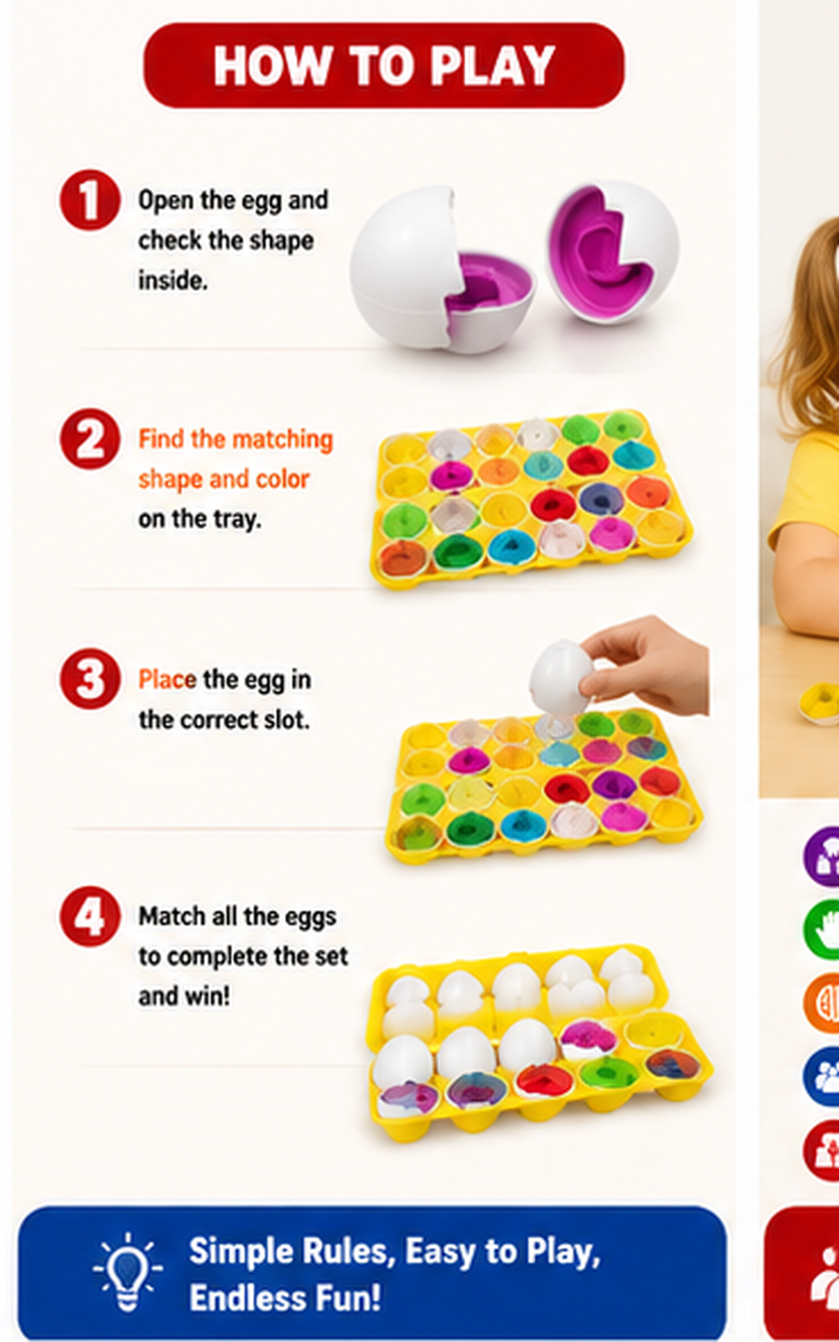 Shape Matching Egg Puzzle Toy for Kids